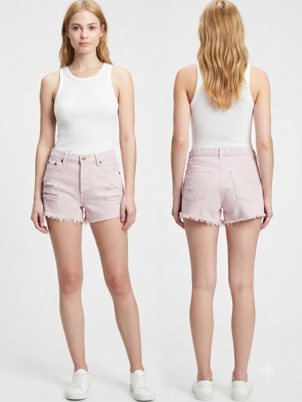 Cotton On Distressed Pink Denim Shorts Frayed Hem Size 8